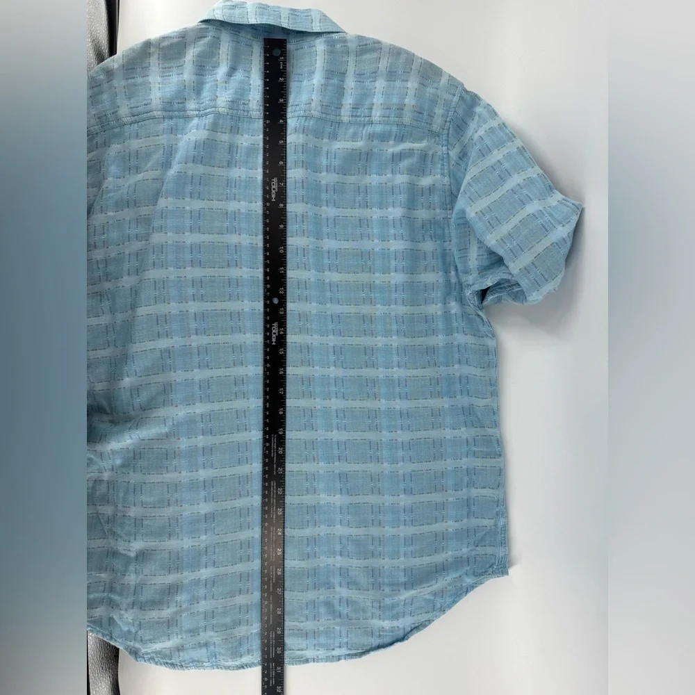 Carbon 2 Cobalt  Men’s Blue Sea‎ Change Chambray Patchwork Madras Gauze size M - Picture 12 of 14